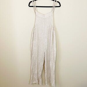 Unbranded 100% Linen Made In Italy Beige Overall Jumpsuit M/L